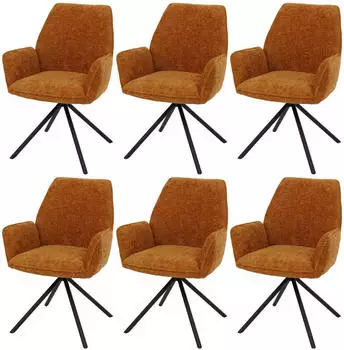 MCW Esszimmerstuhl G67 mit Armlehne, drehbar, Chenille, 6er-Set, senfgelb (MCW-G67)