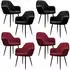 ECD Germany Esszimmerstuhl mit Rückenlehne, Microfaser, Schwarz/Bordeaux, 8er Set (390002862)