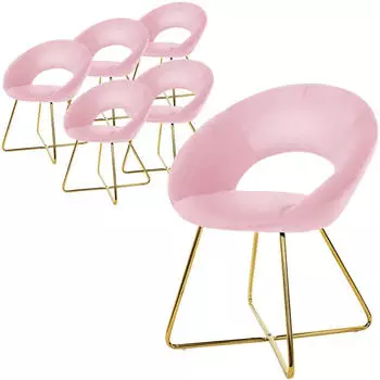 ML-Design Esszimmerstuhl mit runder Rückenlehne, Rosa, Samt, Metallgestell (490013925)