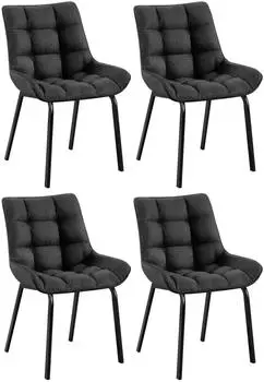 CLP Saranda 4er Set Esszimmerst&uuml;hle Stoff, Metallgestell schwarz (317686)