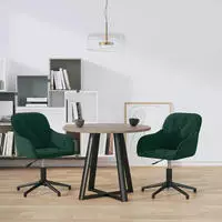 vidaXL Esszimmerst&uuml;hle 2 Stk. Drehbar Dunkelgr&uuml;n Samt