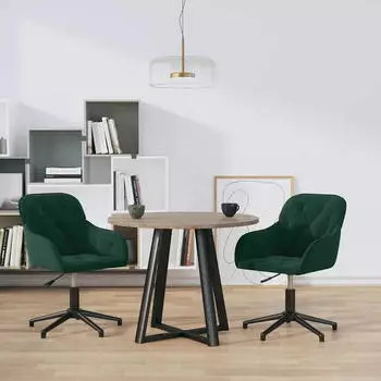 vidaXL Esszimmerst&uuml;hle 2 Stk. Drehbar Dunkelgr&uuml;n Samt (3103379)