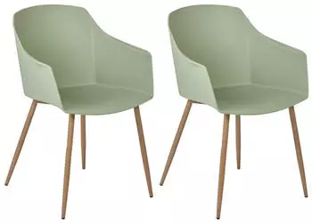 Beliani FONDA II Esszimmerstühle 2er-Set, Kunstmaterial, helle Holzbeine, Hellgrün
