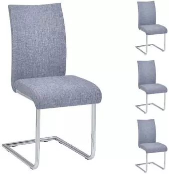 Idimex ALADINO Freischwinger 4er-Set Stoffbezug grau, Metallgestell chrom (12373)
