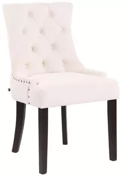 CLP Aberdeen Esszimmerstuhl Samt creme, Gestell Kautschukholz antik (314120)