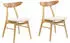 Beliani Lynn Esszimmerstuhl 2er-Set, Holz hell, Polsterung Beige (LYNN)