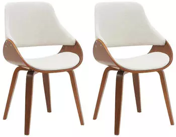 CLP Vangale Esszimmerstuhl 2er Set Stoff, Walnuss/Creme (327239)