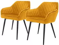 2er Set Esszimmerst&uuml;hle Mit Armlehne Und R&uuml;ckenlehne, Senfgelb, K&uuml;chenstuhl...
