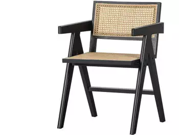 Woood Gunn Esszimmerstuhl Rattan, Kieferngestell, schwarz