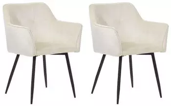 Beliani Jasmin Esszimmerstuhl 2er-Set Samt Hellbeige (JASMIN)