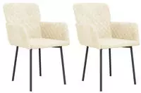 vidaXL Esszimmerst&uuml;hle 2 Stk. Creme Samt