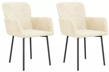 vidaXL Esszimmerst&uuml;hle 2 Stk. Samt Creme