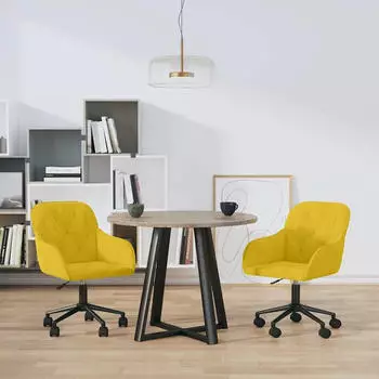 vidaXL Drehbare Esszimmerst&uuml;hle 2 Stk. Gelb Samt (3103428)