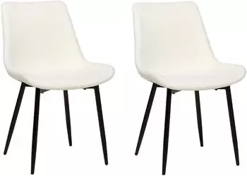 Beliani Avilla Esszimmerstuhl 2er-Set Bouclé Weiß Schwarze Metallbeine (Avilla)