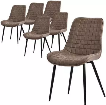 ML-Design Esszimmerst&uuml;hle 6er-Set, Kunstleder, Stahlgestell, Braun