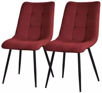 ML-Design Esszimmerstuhl 2er Set Polster Stoffbezug Rot, schwarzes Stahlgestell
