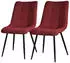 ML-Design Esszimmerstuhl 2er Set Polster Stoffbezug Rot, schwarzes Stahlgestell
