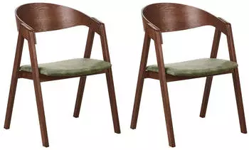 Beliani YUBA 2er Set Esszimmerstühle Samtbezug Dunkles Holz Grün (519221)