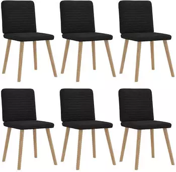 vidaXL Esszimmerst&uuml;hle 6er-Set Stoff Schwarz (3315516)