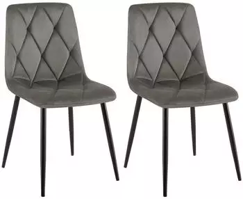 CLP Clairton Esszimmerstuhl 2er Set, Samt, anthrazit, Metallgestell (326527)
