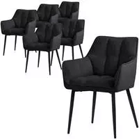 Esszimmerst&uuml;hle 6er Set Aus Frotteestoff, Schwarz, K&uuml;chenstuhl Dickem...