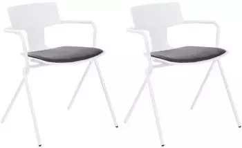Beliani Manson Esszimmerstuhl 2er-Set, Kunststoff, Schwarz/Weiß