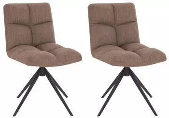 Home Deluxe NODA Esszimmerstuhl 2er Set, Webstoff, Grau/Braun, 360° drehbar