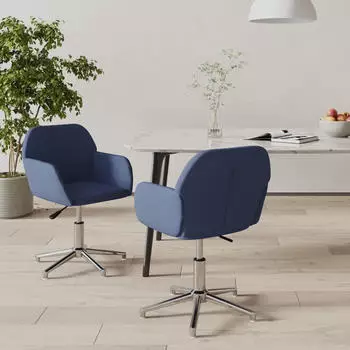 vidaXL Esszimmerst&uuml;hle 2 Stk. Drehbar Blau Stoff (3103042)