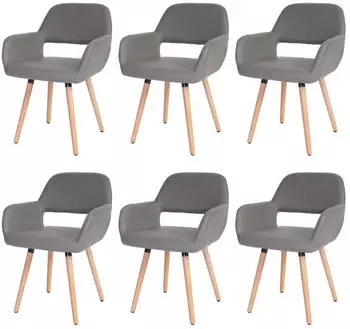 MCW MCW-A50 II Esszimmerstuhl Retro Kunstleder Taupe-Grau 6er-Set (MCW-A50 II)