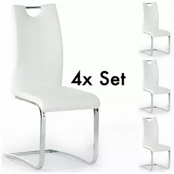 Idimex SABA Schwingstuhl Esszimmer 4er-Set Chrom/Weiß (SABA)