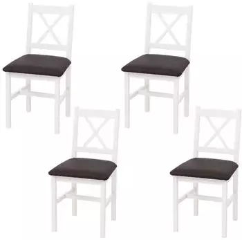 MCW Esszimmerstuhl F77 4er-Set Massivholz, wei&szlig;, Polster schwarz (MCW-F77)