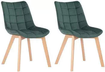CLP Passaic Esszimmerstuhl Samt gesteppt, Gr&uuml;n, 2er-Set (319641)