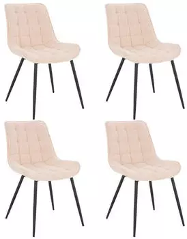 Home Deluxe IKALO Polsterstuhl Polyester Creme 4er-Set