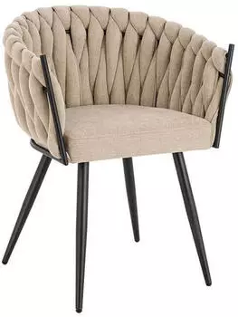 Home Deluxe AYLA Esszimmerstuhl gewebt, gepolstert, Beige, 6er Set (74108_FR)
