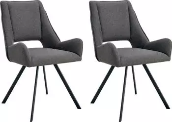 xonox.home Helen Armlehnenstuhl 2er-Set, Anthrazit, Stoff (56x91x63cm)