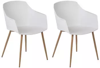 Beliani Fonda II Esszimmerstuhl 2er-Set, Kunststoff, Weiß (393544)