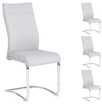 Caro M&ouml;bel Loano Schwingstuhl 4er-Set Kunstleder Grau Metallgestell (Chrom)