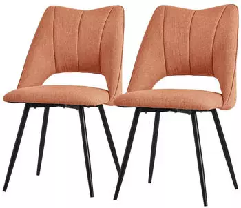 ML-Design Esszimmerst&uuml;hle 2er-Set Polsterstuhl Stoffbezug Orange