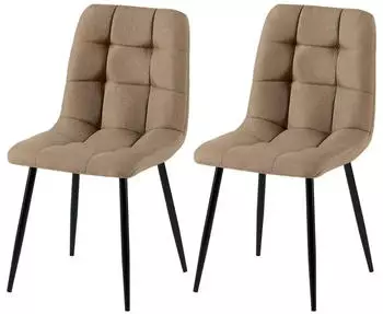 CLP Tilde 2er Set Esszimmerst&uuml;hle gepolstert Stoff Taupe (326899)