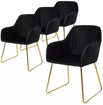 ML-Design Esszimmerstuhl Polsterstuhl Samt Schwarz 4er-Set