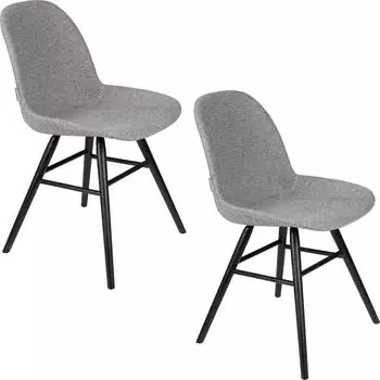 Zuiver Albert Kuip Soft Esszimmerstuhl Stoff, Hellgrau, Eschenholz (2er-Set)