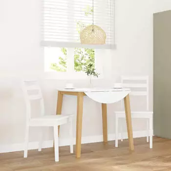 vidaXL Esszimmerst&uuml;hle 2 Stk. Wei&szlig; Massivholz Gummibaum (4102521)
