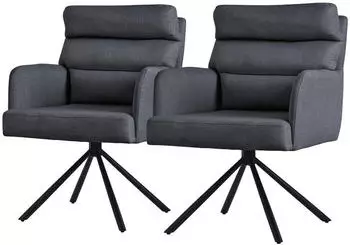 ML-Design Esszimmerstuhl 180&deg; drehbar Polyesterbezug Anthrazit 2er-Set