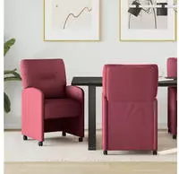 vidaXL Esszimmerst&uuml;hle mit Rollen 2 pcs Weinrot 57 x 67 x 95 cm Stoff