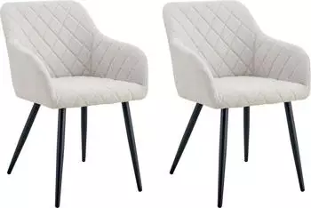 xonox.home Lea 4-Fu&szlig;-Stuhl mit Armlehne, Webstoff, creme, 2er-Set (56x83x60cm)