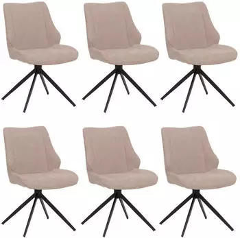MCW Esszimmerstuhl O48 6er-Set Chenille drehbar Auto-Return, beige (MCW-O48)