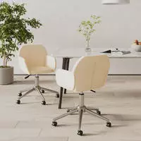 vidaXL Esszimmerst&uuml;hle 2 Stk. Drehbar Creme Stoff