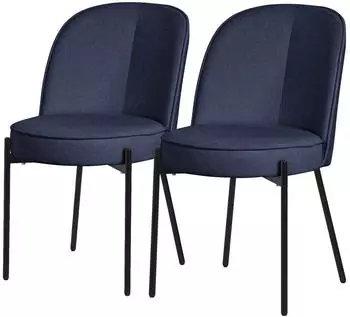 ML-Design Esszimmerstuhl Polsterstuhl Stoff Dunkelblau, Metall (490017803)