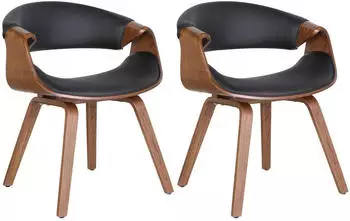 CLP Foley 2er Set Esszimmerstuhl Kunstleder, Holzgestell eiche/schwarz (325270)