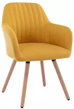 Kauf-Unique Eleana chair in fabric and wood with armrests yellow